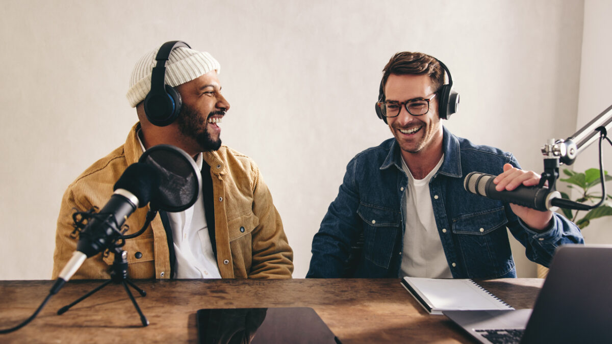 2 men recording a podcast episode in Hillsboro, Oregon